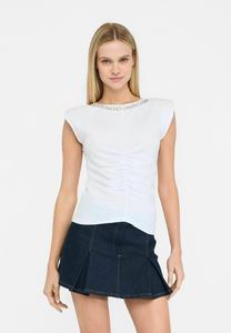 Футболка с принтом WITH RHINESTONES LIU JO, белый