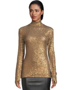 Топ Norma Kamali Slim Fit Long Sleeve Turtle Top, бронзовый