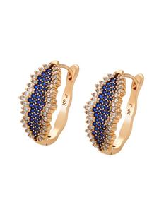 Faina Женские серьги-кольца Huggie в цвете розовое золото и темно-синий