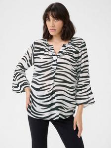 Топ с принтом леа зебра KAFFE, белый/черный