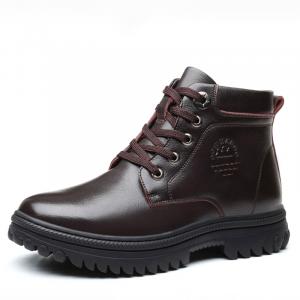 Devanro Короткие мартинсы мужские коричневые на каблуке 3,5 см, цвет Brown