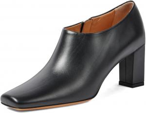 Женские стильные ботильоны с квадратным носком, гладкой боковой молнией, высоким массивным каблуком, короткие ботинки, модная обувь для офиса и повседневной носки, размеры 4-16 US Wo wagas, Black