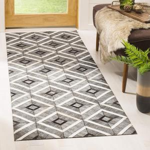 Ковер-дорожка ручной работы SAFAVIEH, 69 x 214 см, Studio Leather Collection Ivory/Grey STL220A в стиле Mid-Century Modern из кожи и вискозы