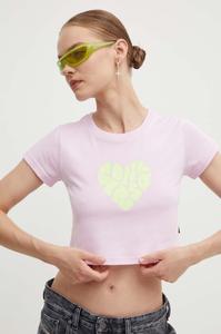 Хлопковая футболка Converse, розовый