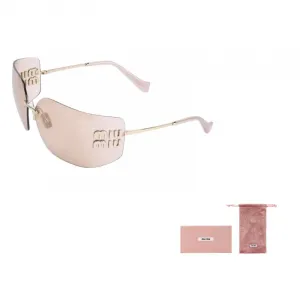 MIU MIU Солнцезащитные очки с запа́дной оправой и логотипом, Gold