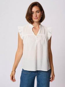 KAliany блузка с высоким воротником и оборками на рукавах KAFFE, White