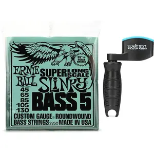 Струны для электрического бас-гитары Ernie Ball 2850 Super Long Scale Slinky с никелевой намоткой с ключом для намотки - .045-.130, 5-струнные