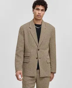 Мужской приталенный пиджак в клетку Mode Of One, загар/бежевый