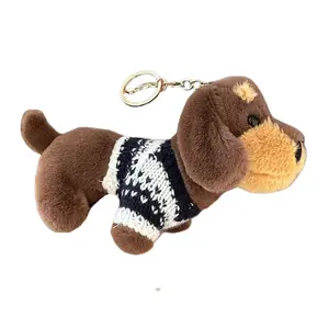 Свитер для таксы с аксессуарами - очки Polarized, колье и плюшевый брелок с куклой-ключницей, высота 15 см Jinnew, синий