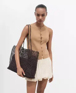 Женский жилет тонкой вязки на пуговицах MANGO, коричневый