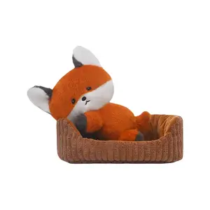 Плюшевая кукла лежачий котенок, щенок, капибара, лисенок высота 22 см Handsome