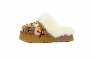 UGG Женские износостойкие тапочки с закрытым носком, коричневый