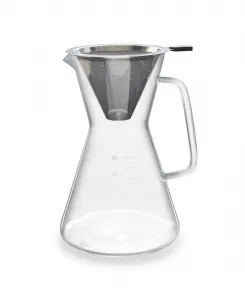 Стеклянный графин для заваривания кофе методом пролива с фильтром, 1200 мл London Sip, серебряный