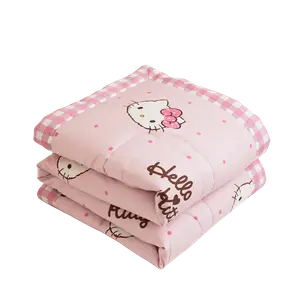 Гипоаллергенная, стираемая 100% хлопковая летняя тонкая подушка-одеяло soybean Sanrio, Ribbon Kitty