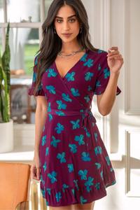 Эластичное платье-птица с рюшами из переработанной ткани Pour Moi, фиолетовый