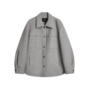 ELLE Куртка Women's Medium Gray Lapel Moderate Others