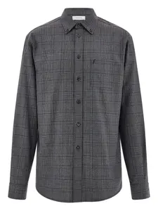 Клетчатая рубашка с вышивкой Ferragamo, черный