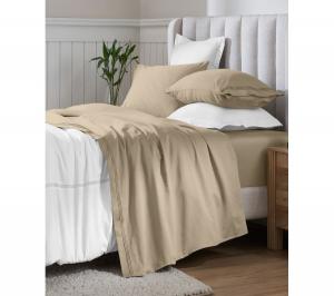 Комплект постельного белья из египетского хлопка плотностью 650 нитей на дюйм, однотонный, с глубокими карманами, размер Split King Superior, Linen