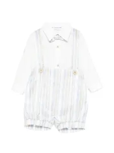 Комплект из двух коротких комбинезонов с полосатым узором Colorichiari, белый