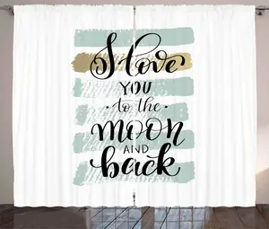 Штора ABAKUHAUS I love you в деревенском стиле, пастельная кисть, универсальная тесьма для гостиной с петлями и крючками, 280 x 175 см, цвет: бледно-карамельный сине-серый Abakuhaus