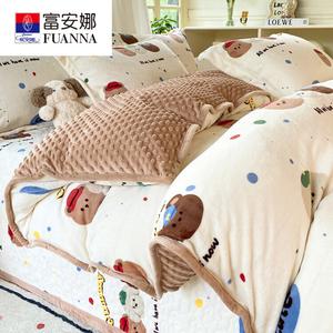 Fuanna Пододеяльник 200х230 см из велюра, утепленный, с рисунком Retro Teddy Bear