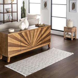 nuLOOM Allona Геометрический ковер-дорожка 82 x 183 см, для гостиной, спальни, столовой, прихожей, коридора, Ivory/Cream