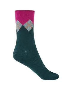 Женские короткие носки из кашемира и шерсти с ромбами, расположенными на манжете-руле Сделано в Испании Punto Blanco, бежевый