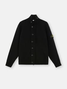 Свитер на пуговицах с фетровой отделкой Stone Island 5100047 LAMBSWOOL, черный