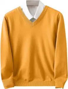 Мужской свитер с V-образным вырезом, длинный рукав, slim fit