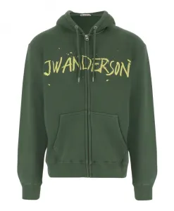Худи с принтом и застежкой-молнией спереди Jw Anderson, зеленый