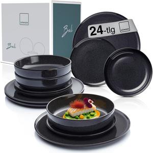 Набор посуды из каменной керамики Bali, 24 предмета, рассчитан на 8 персон Sänger, черный