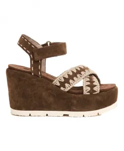 Коричневые сандалии на танкетке для женщин Mou, коричневый
