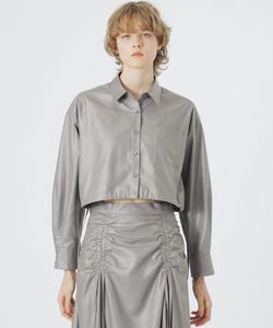 Глянцевая укороченная рубашка Loveless, цвет Charcoal Gray 1