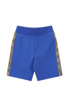 Бермуды с вышивкой по боковому шву Burberry Kids, синий