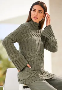 Heine свитер с воротником стойкой "Пуловер", хаки