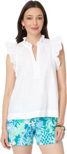 Топ Lilly Pulitzer Klaudie Ruffle Sleeve Cotton Top, цвет Resort White
