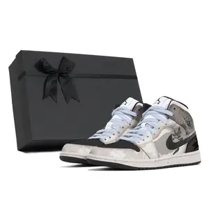 Jordan Air 1 устойчивые к истиранию мид-топ винтажные баскетбольные кроссовки мужские black gray