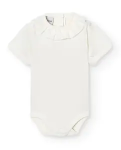 Набор из 2 детских боди с короткими рукавами и батистовым воротником BABIDÚ, бежевый