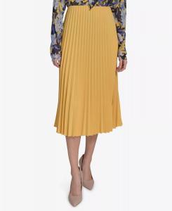 Tommy Hilfiger Однотонная плиссированная юбка миди на резинке, темно-кукурузного цвета