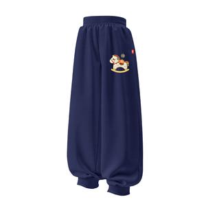 Детские вязаные спортивные штаны Thickness Disney, [thickened and fleece-lined]di soft plush horse k темно-синий