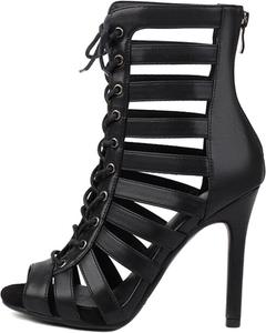 Женские летние ботильоны Minishion для джазового танца с открытым носком и ремешками Z018, Z018 Black