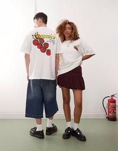 Футболка с графическим принтом томатов COLLUSION белого цвета