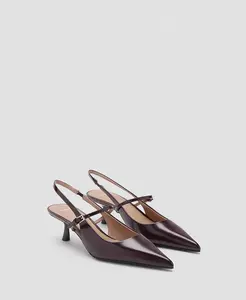 Женские лакированные туфли на каблуке-рюмочке Mango, коричневый