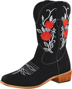 Generic Женские западные сапоги средний голенище ретро стиль, круглый носок, ботинки до щиколотки, армейские, ковбойские сапоги с толстым каблуком, вышитые, ковбойские сапожки для жены (коричневые, 41 EU)