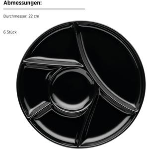 Фондютеллер Набор фондютеллеров, из фарфора, Ø 21,5 см Набор посуды, набор тарелок Mäser, черный