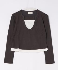 Топ с V-образным вырезом и пуговицами, многослойный, в рубчик Aimoha - Select -, цвет Dark Gray