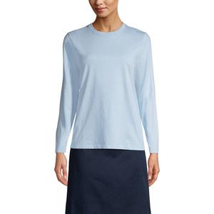 Женская футболка Lands End School Uniform с длинными рукавами Essential Lands' End, цвет Chambray Blue