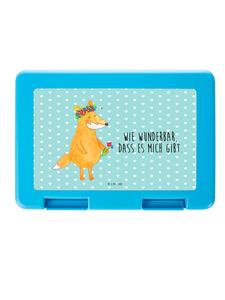 Mr. & Mrs. Panda Бокс для бенто: лиса, цветы и надпись, бирюзовые пастельные тона