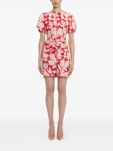 Мини-платье с цветочным принтом и сборками Victoria Beckham, белый