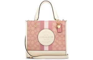 Сумка-шоппер Dempsey Canvas With Leather через плечо женская вишневый розовый COACH